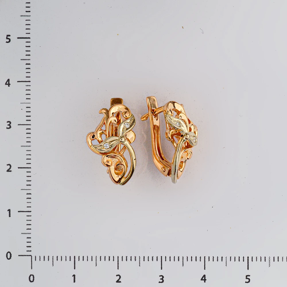 Серьги с бриллиантом из красного золота 585 пробы