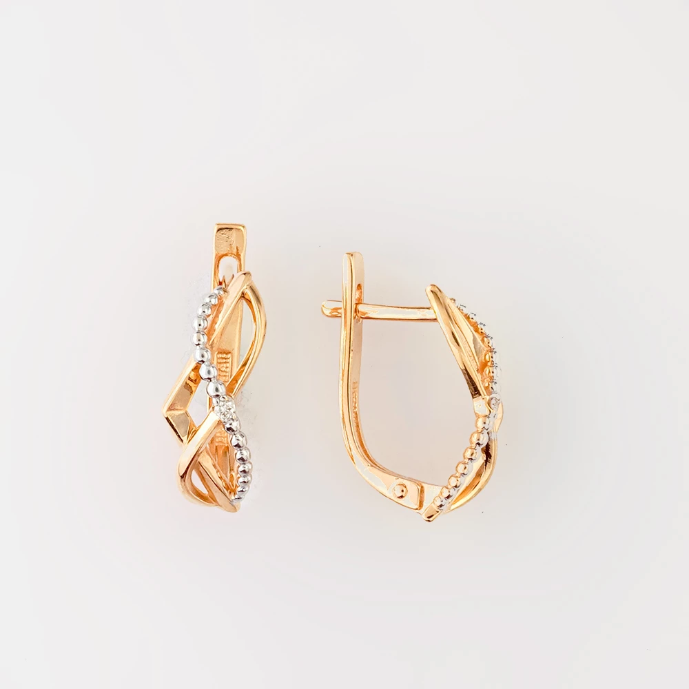 Серьги с бриллиантом из красного золота 585 пробы