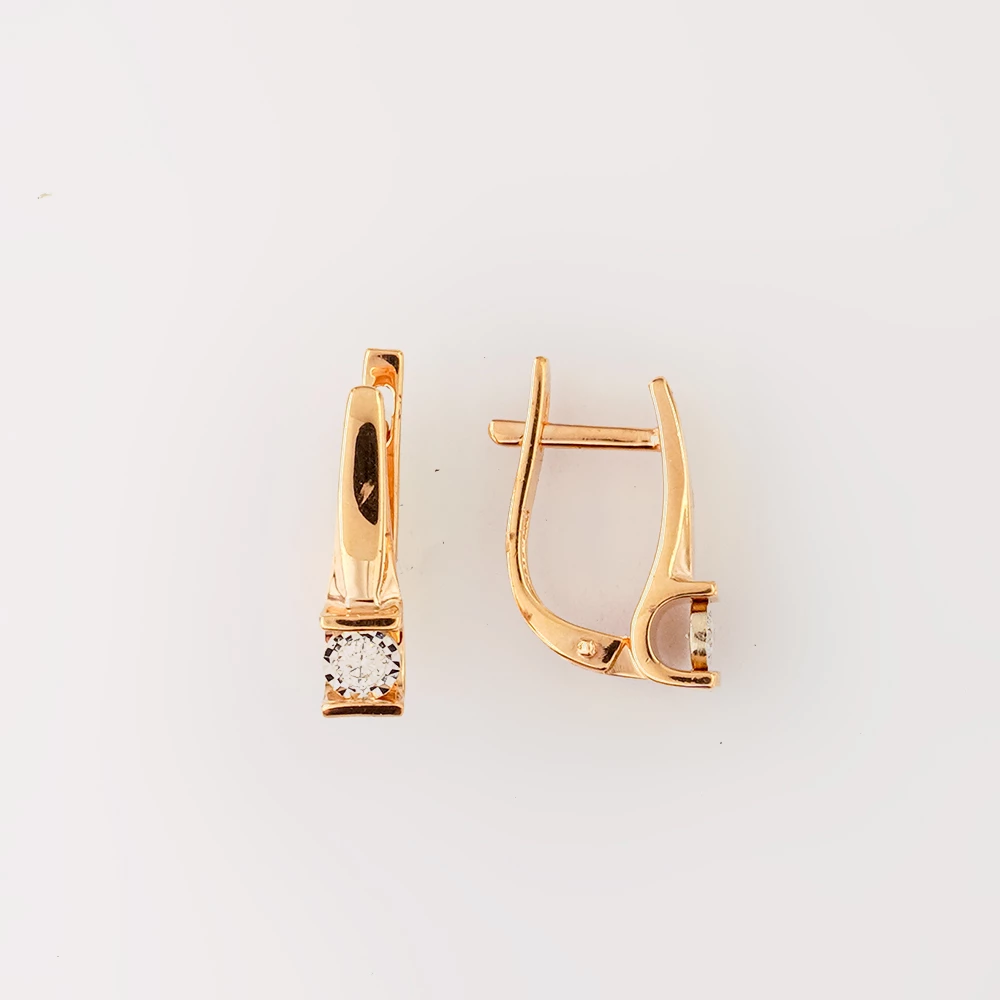 Серьги с бриллиантом из красного золота 585 пробы