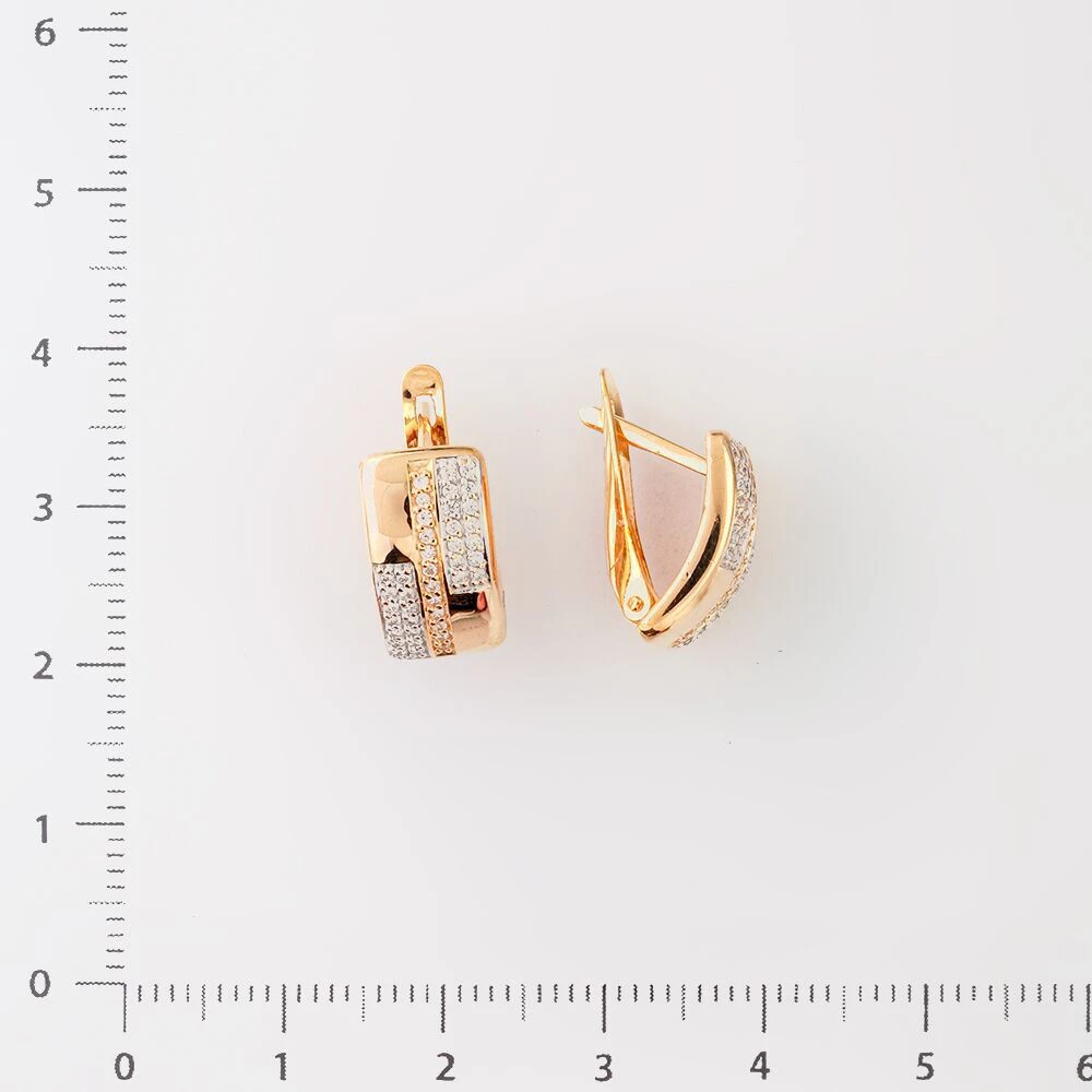 Серьги с фианитом из красного золота 585 пробы