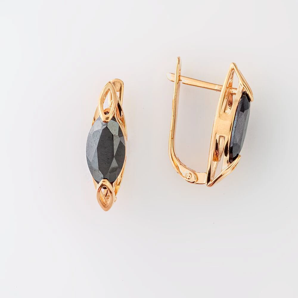 Серьги с гематитом из красного золота 585 пробы
