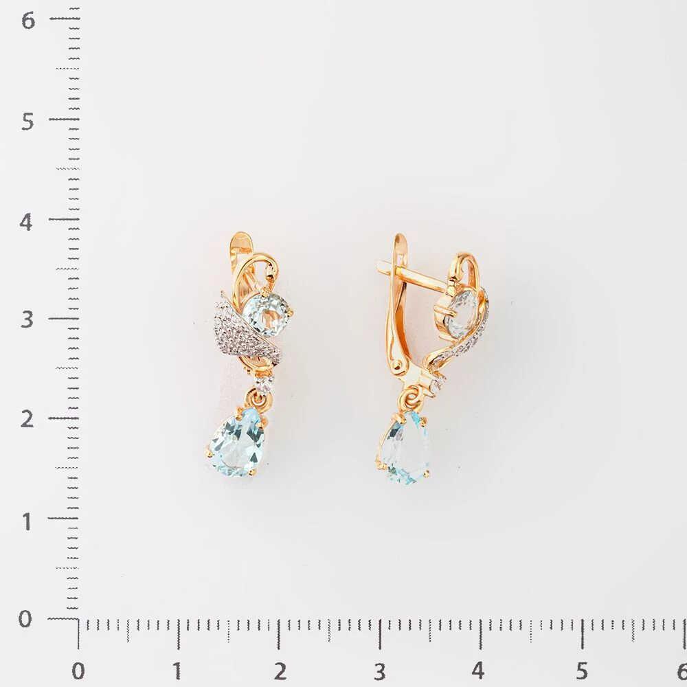 Серьги с топазом из красного золота 585 пробы