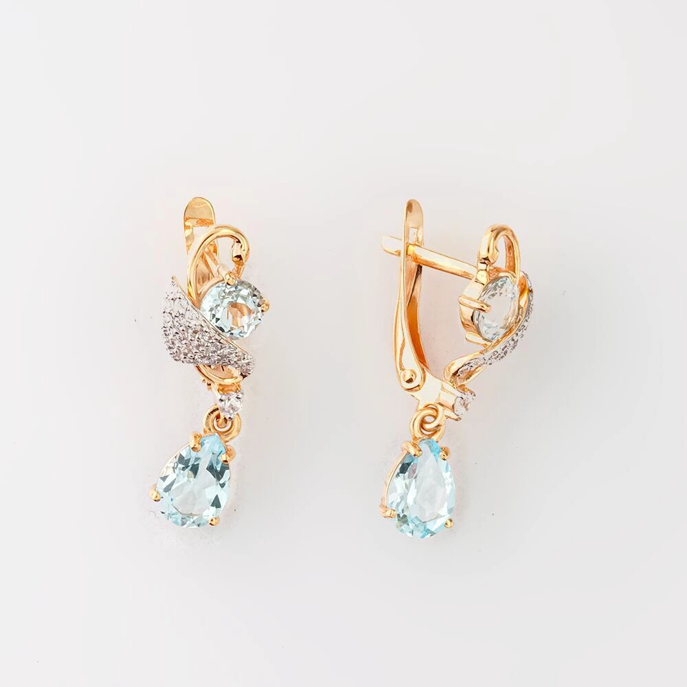 Серьги с топазом из красного золота 585 пробы