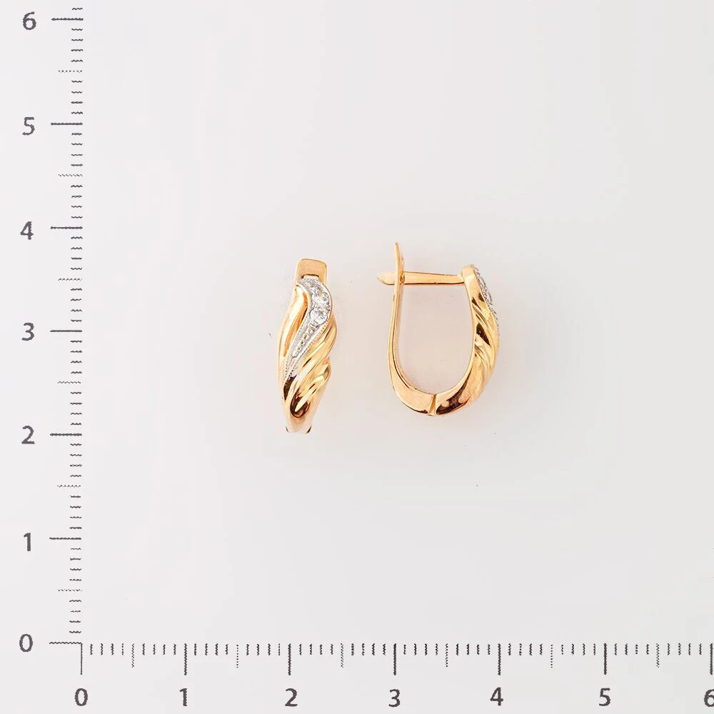 Серьги с фианитом из красного золота 585 пробы