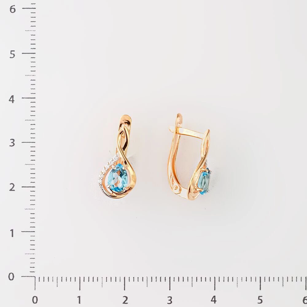 Серьги с топазом из красного золота 585 пробы