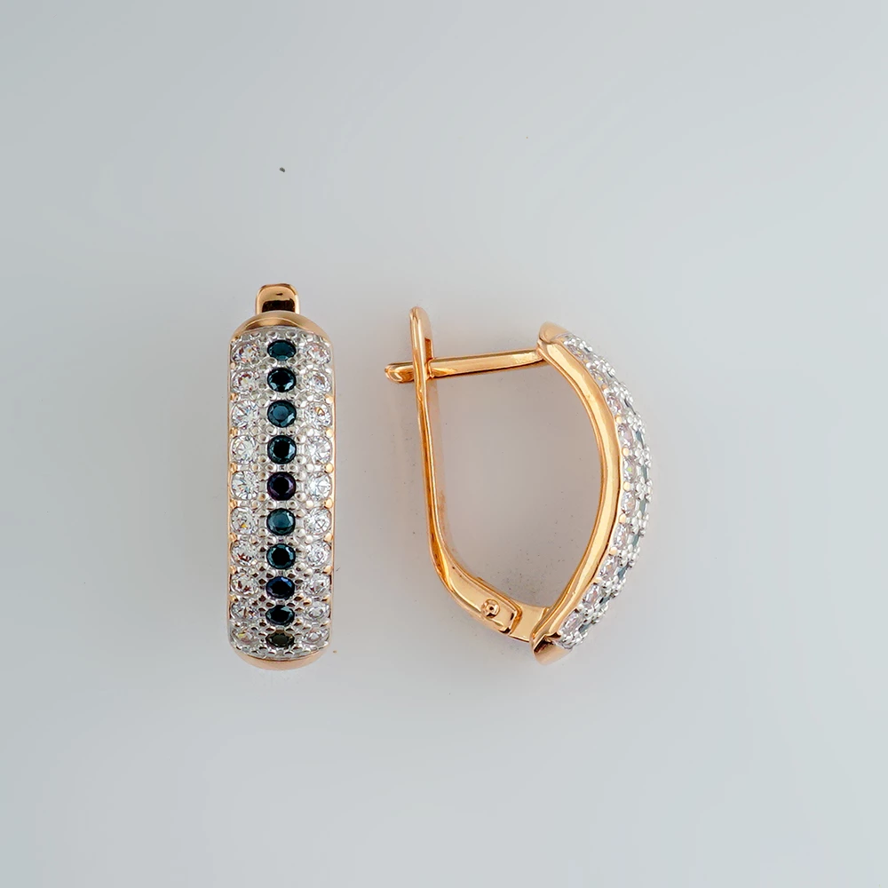 Серьги с фианитом из красного золота 585 пробы