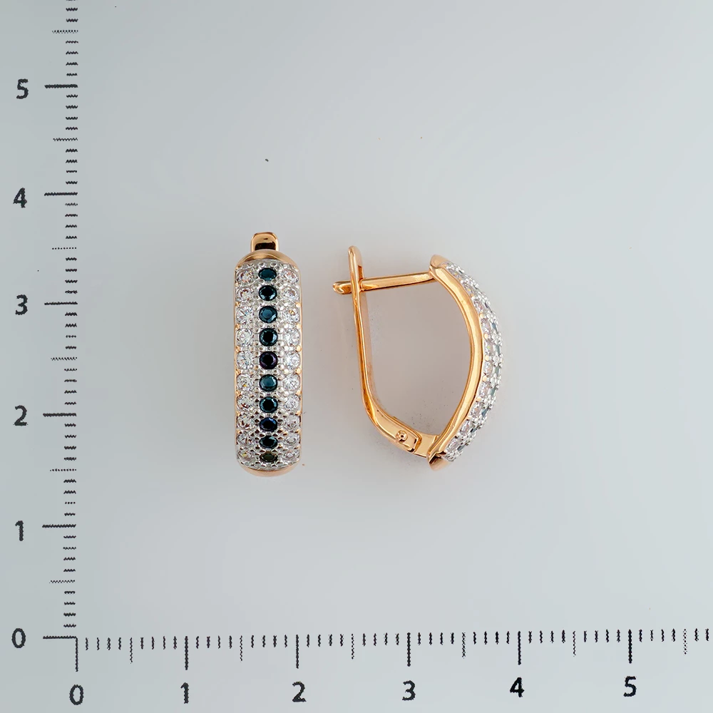 Серьги с фианитом из красного золота 585 пробы