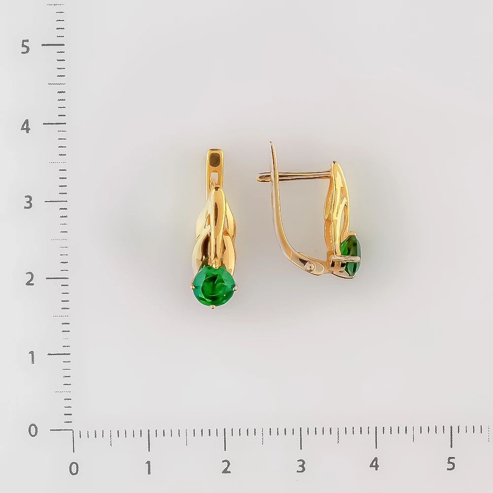 Серьги с фианитом из красного золота 375 пробы