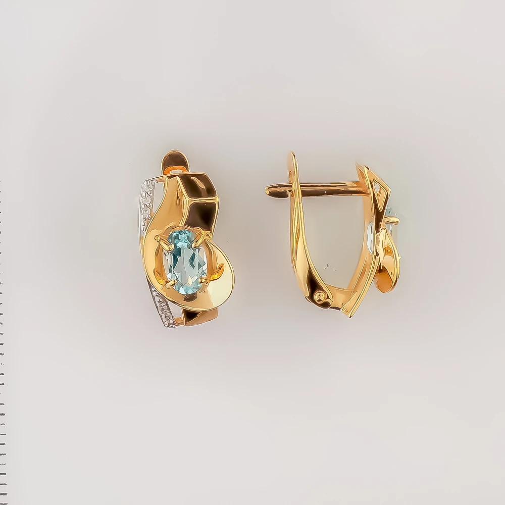 Серьги с топазом из красного золота 585 пробы