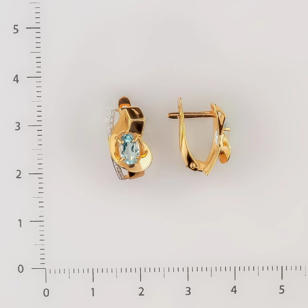 Серьги с топазом из красного золота 585 пробы