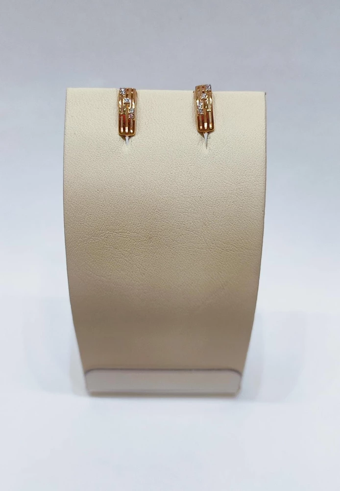 Серьги с фианитом из красного золота 585 пробы