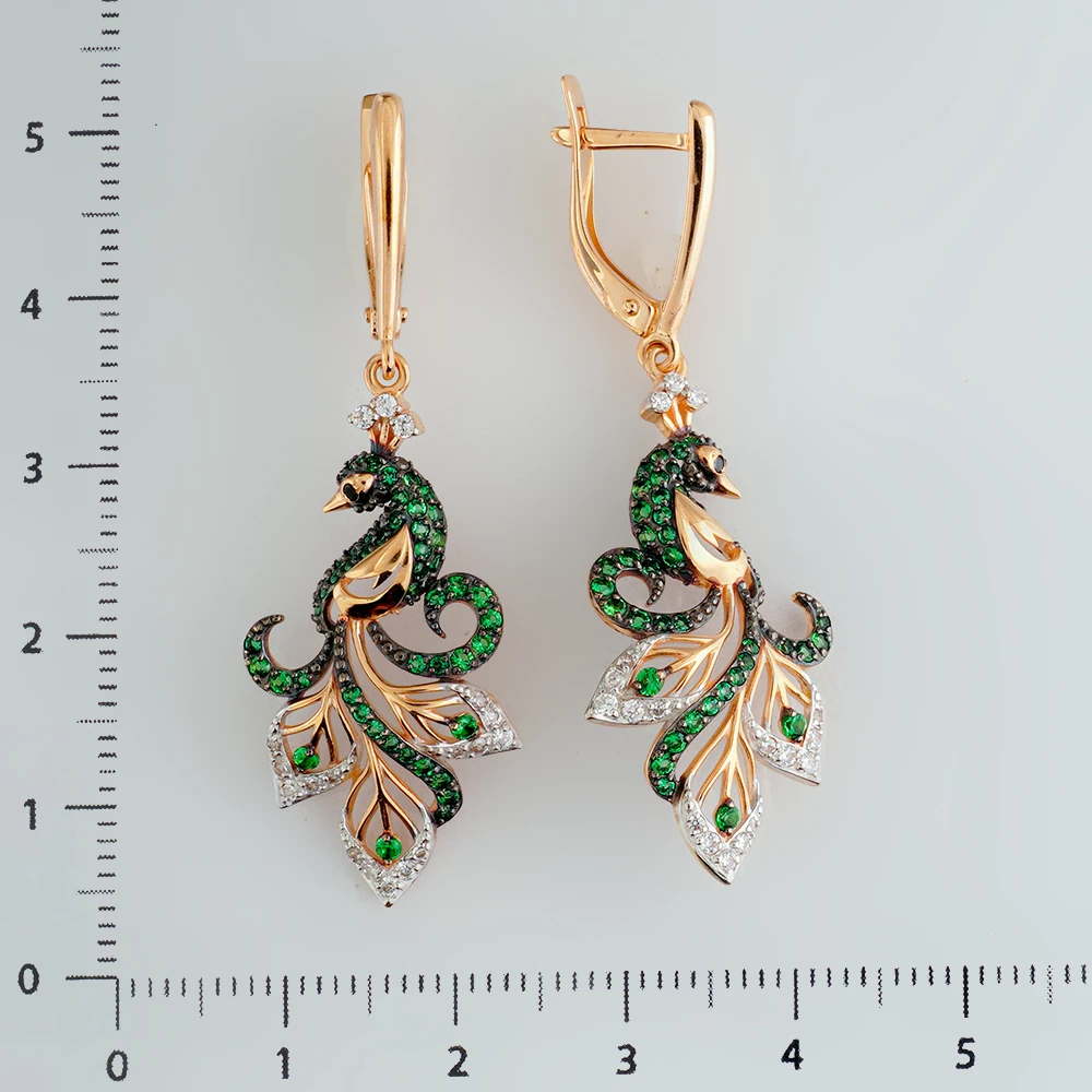 Серьги с ситаллом из красного золота 585 пробы