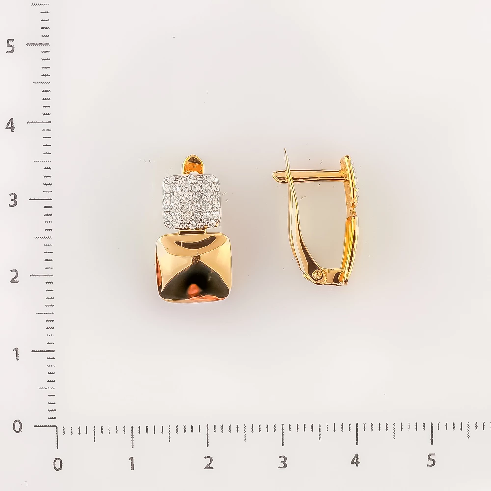 Серьги с фианитом из красного золота 585 пробы