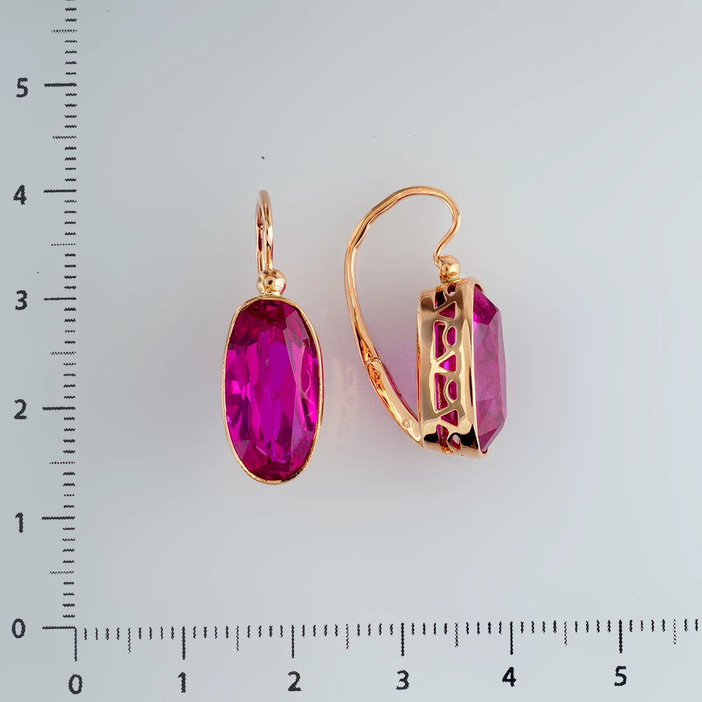 Серьги с фианитом из красного золота 583 пробы