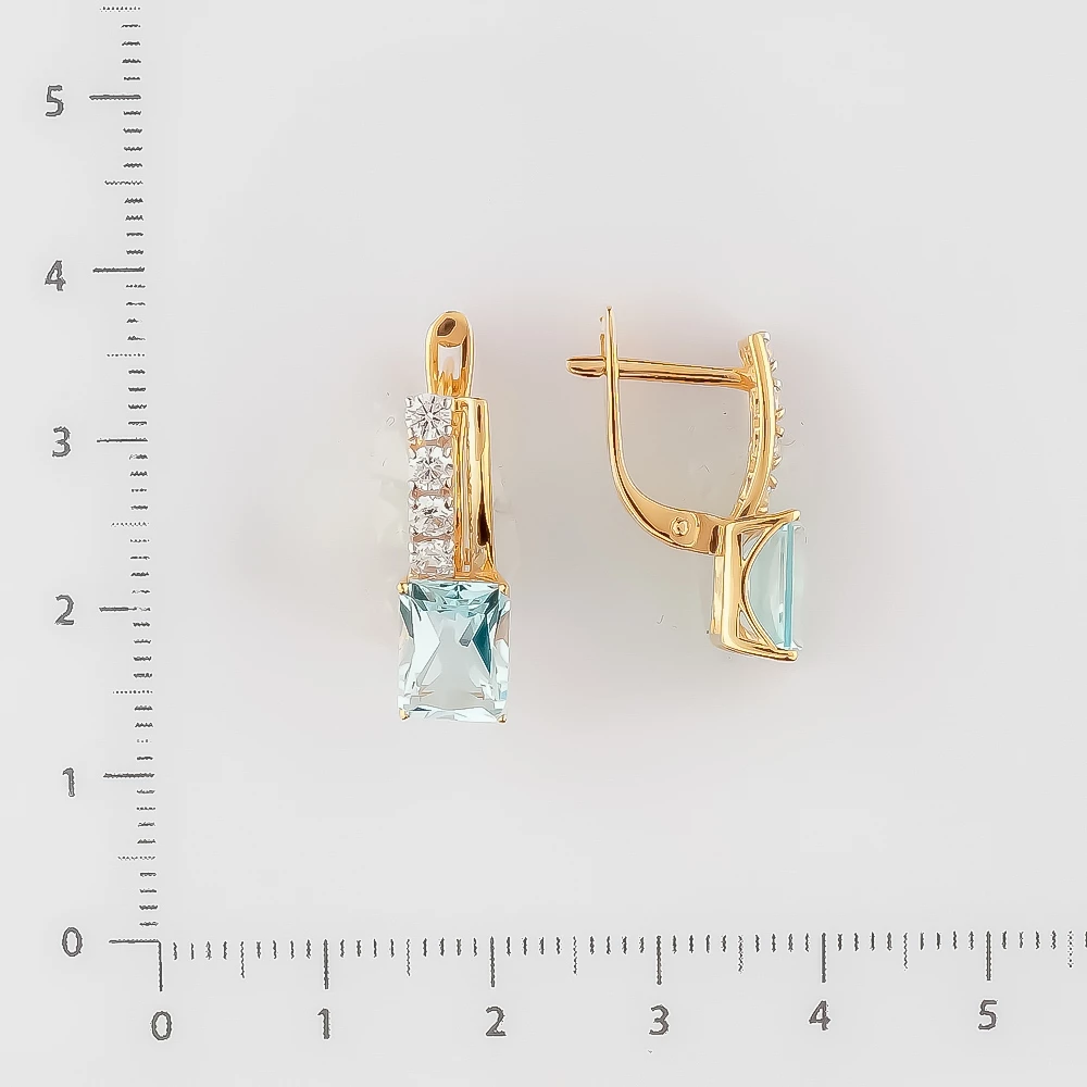 Серьги с топазом из красного золота 585 пробы