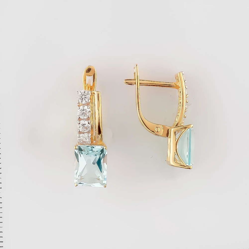 Серьги с топазом из красного золота 585 пробы