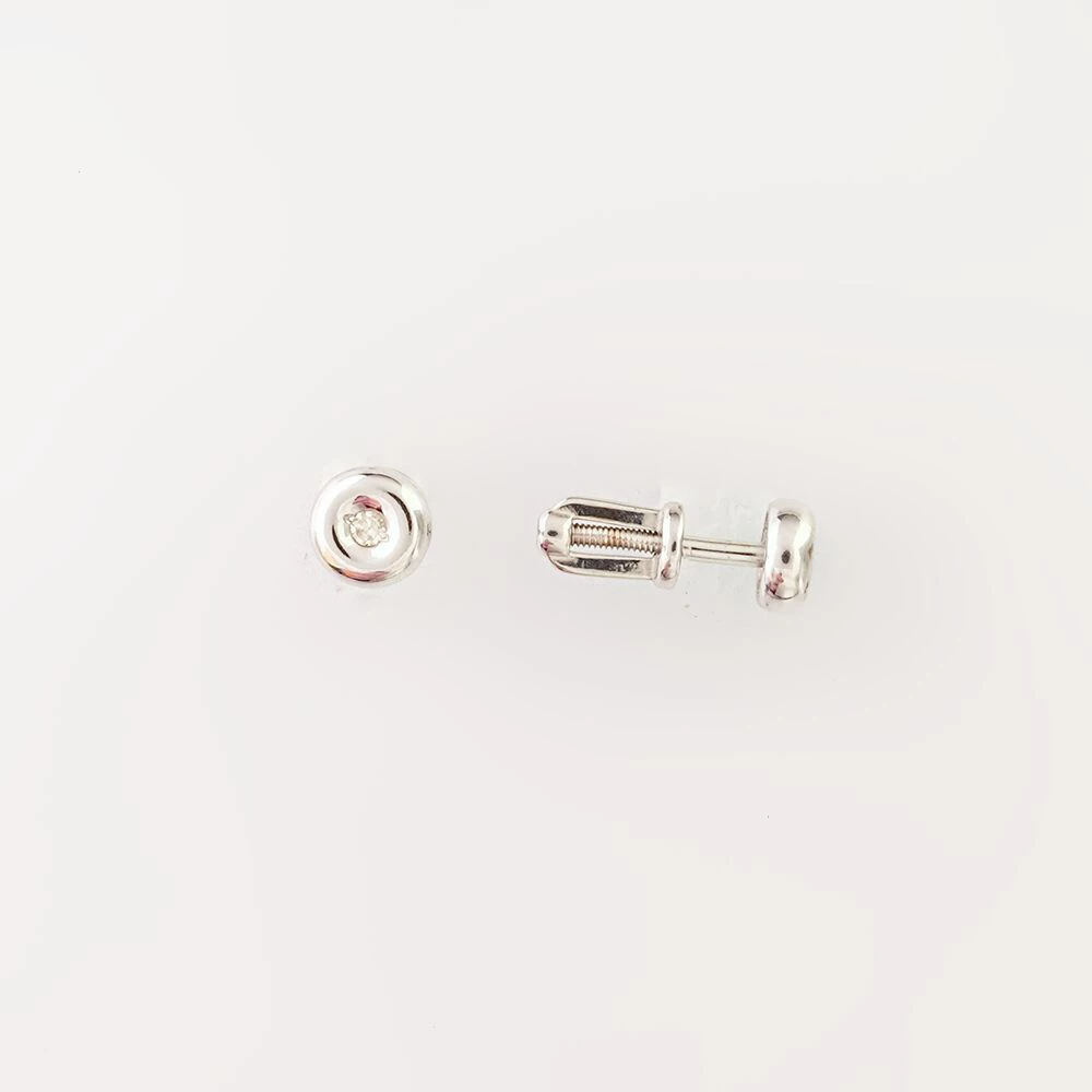 Серьги с бриллиантом из белого золота 585 пробы