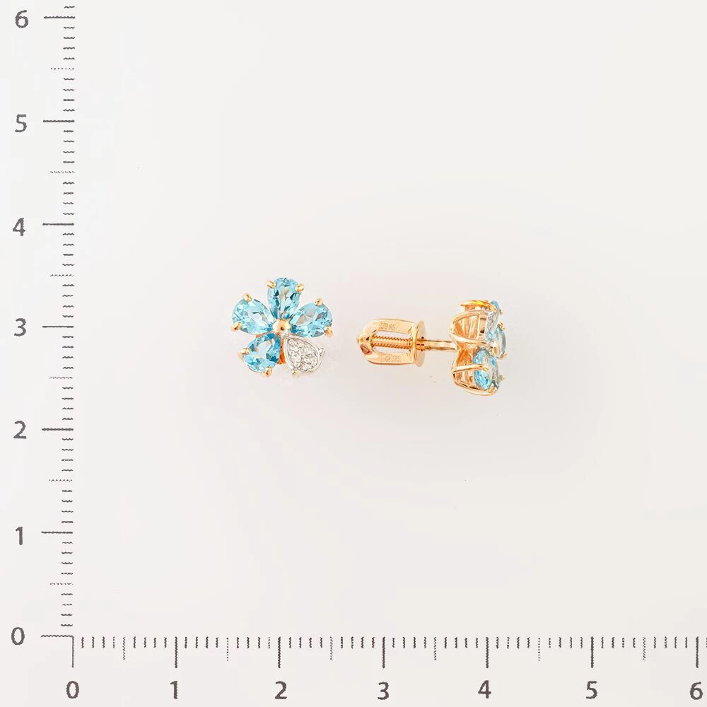 Серьги с топазом из красного золота 585 пробы