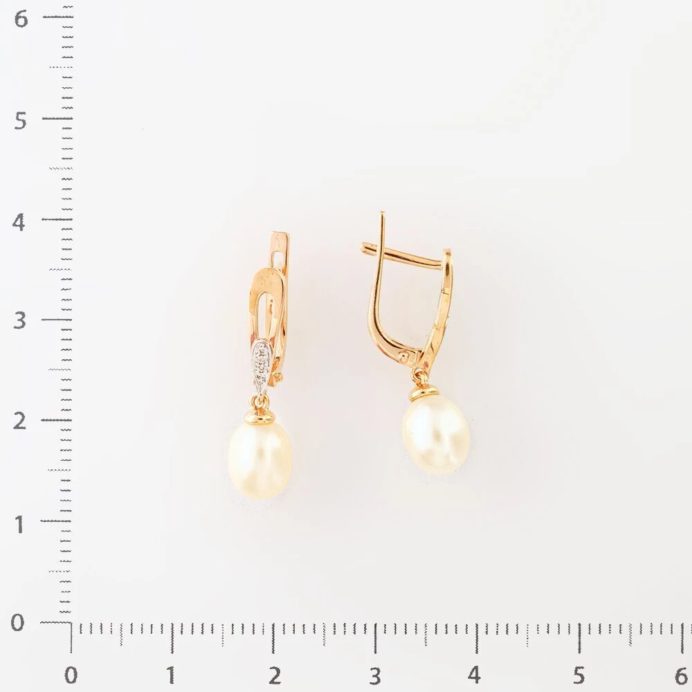 Серьги с культивированным жемчугом из красного золота 585 пробы