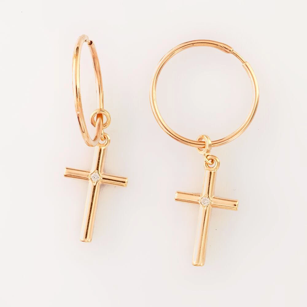 Серьги с бриллиантом из красного золота 585 пробы