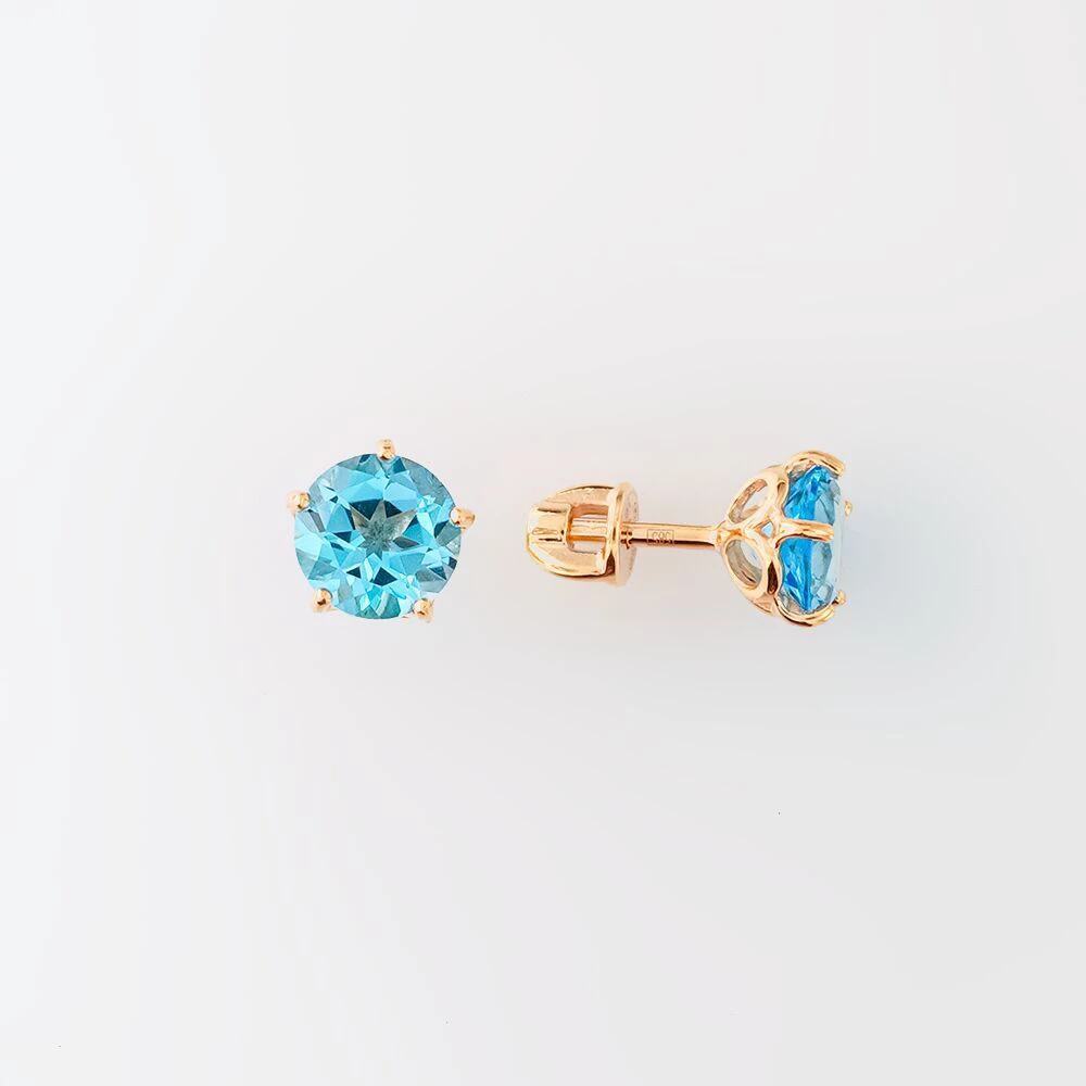 Серьги с топазом из красного золота 585 пробы