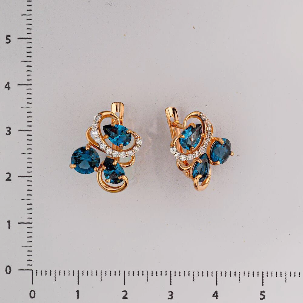 Серьги с ситаллом из красного золота 585 пробы