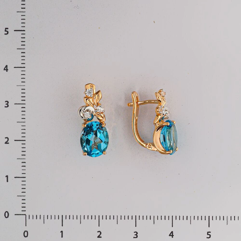 Серьги с топазом из красного золота 585 пробы