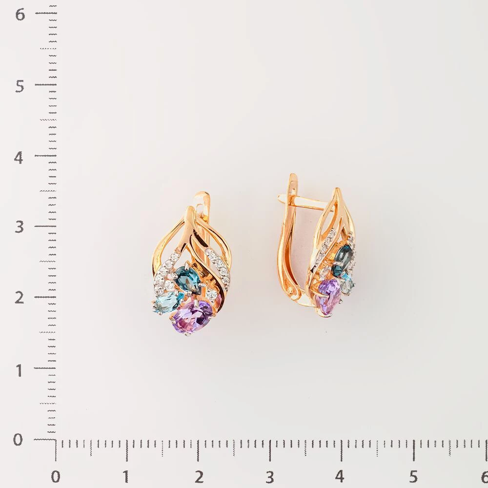 Серьги с топазом из красного золота 585 пробы