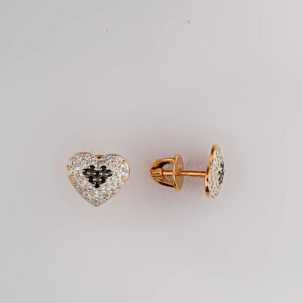 Серьги с фианитом из красного золота 585 пробы