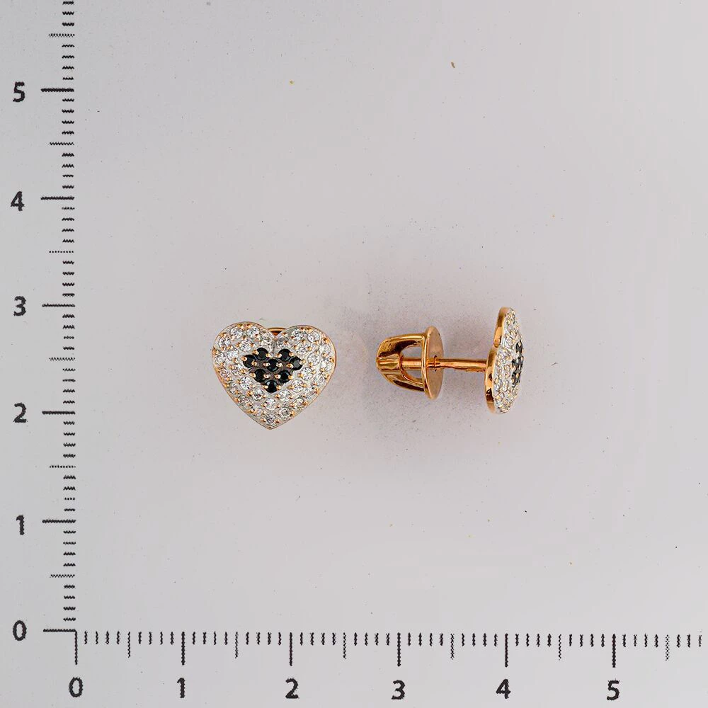 Серьги с фианитом из красного золота 585 пробы