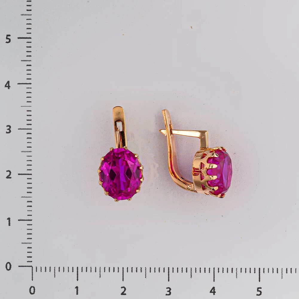 Серьги с фианитом из красного золота 583 пробы