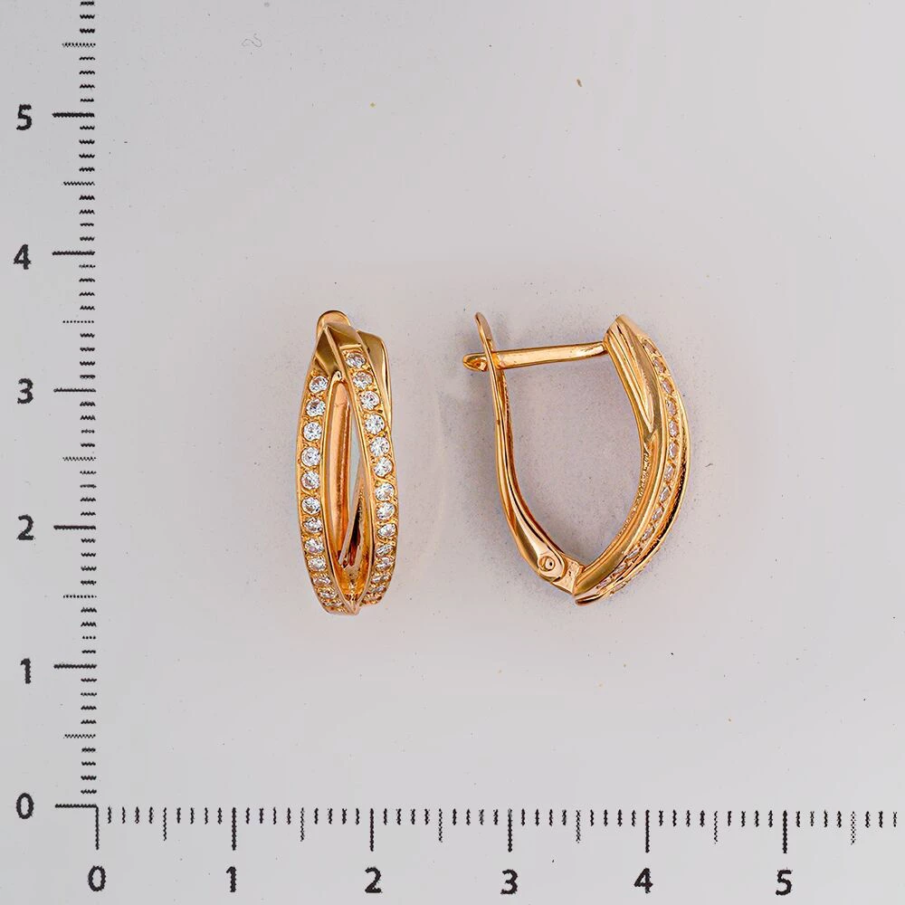 Серьги с фианитом из красного золота 585 пробы