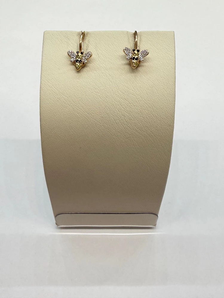 Серьги с фианитом из красного золота 585 пробы