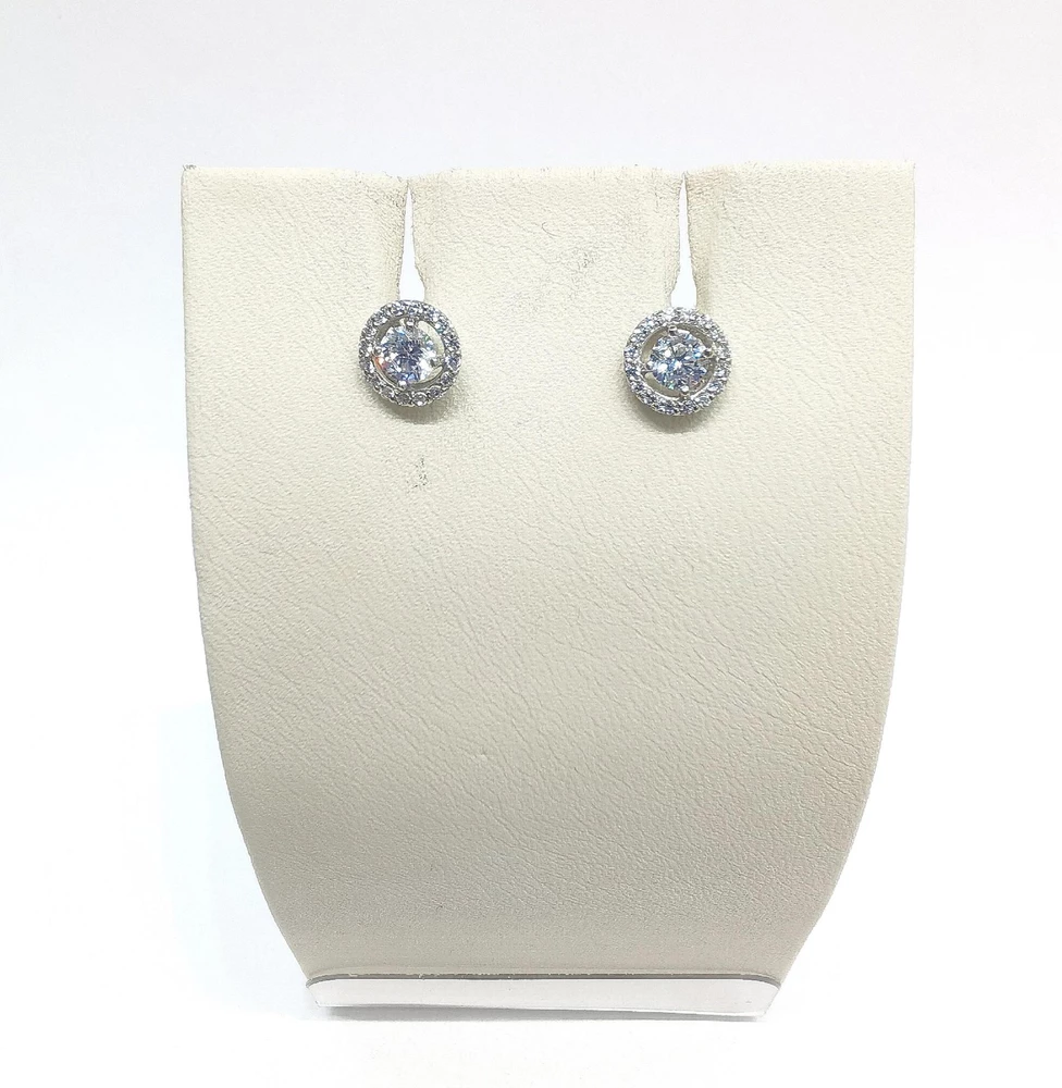 Серьги с фианитом из белого золота 585 пробы