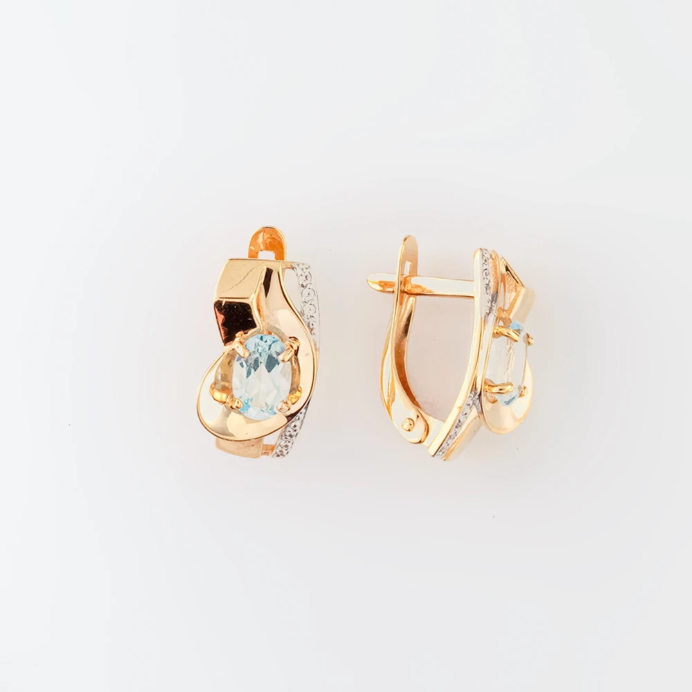 Серьги с топазом из красного золота 585 пробы