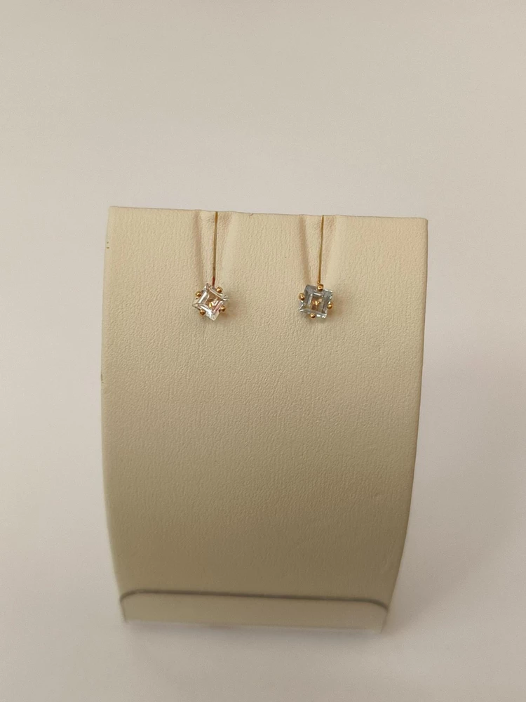 Серьги с топазом из красного золота 585 пробы