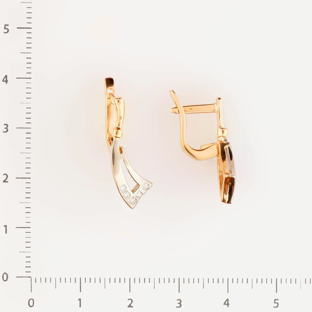 Серьги с фианитом из красного золота 585 пробы