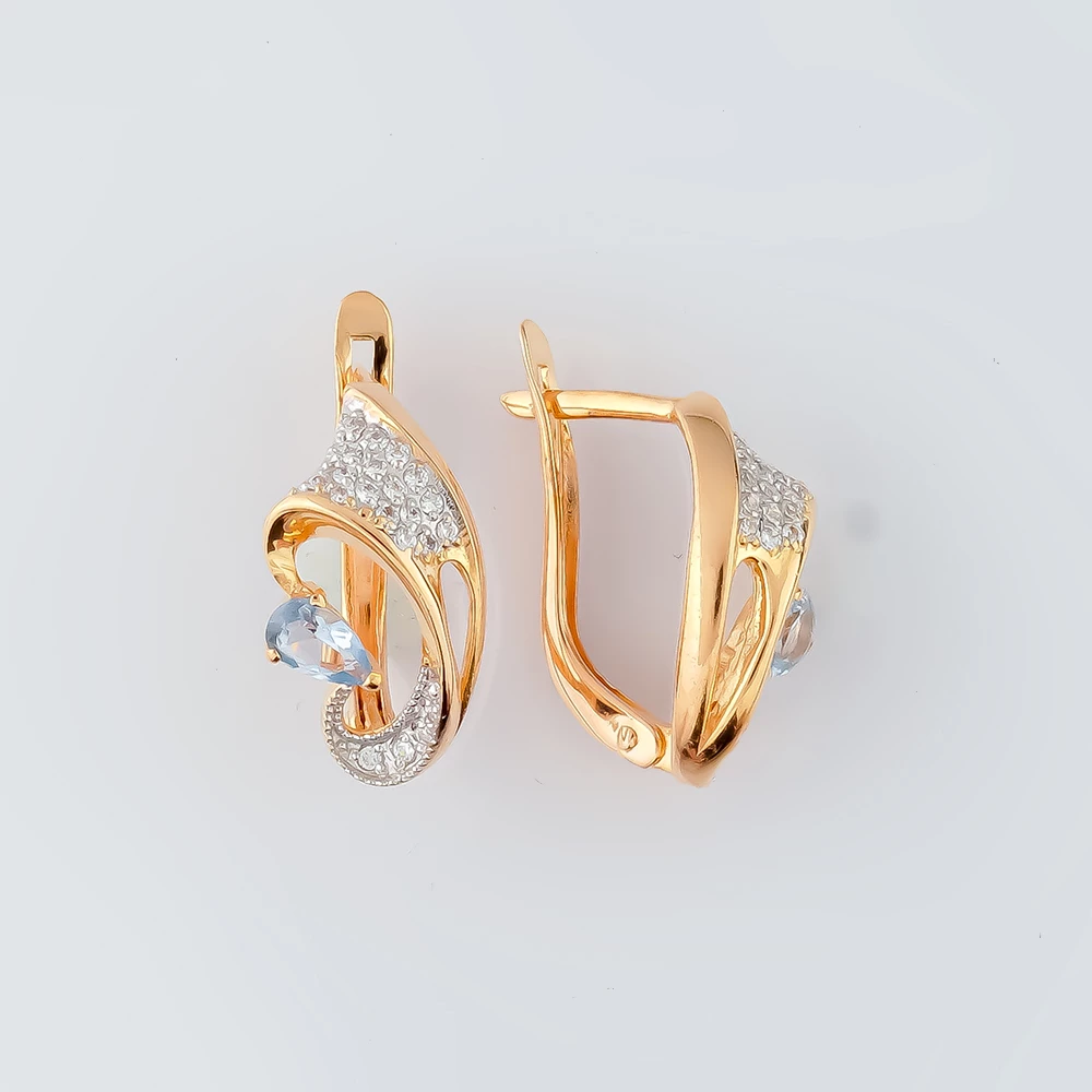 Серьги с топазом из красного золота 585 пробы