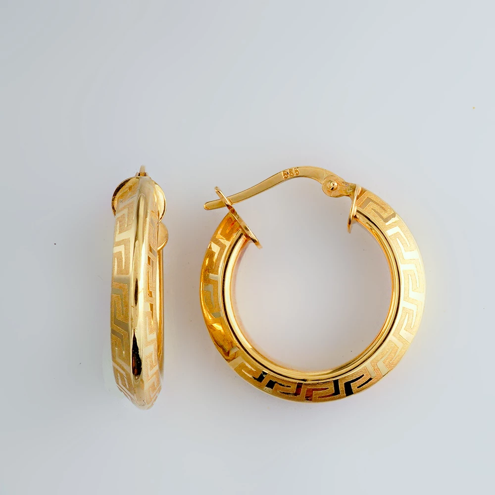 Серьги конго из желтого золота 585 пробы