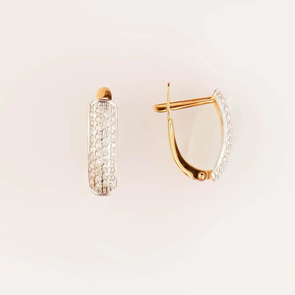 Серьги с фианитом из красного золота 585 пробы