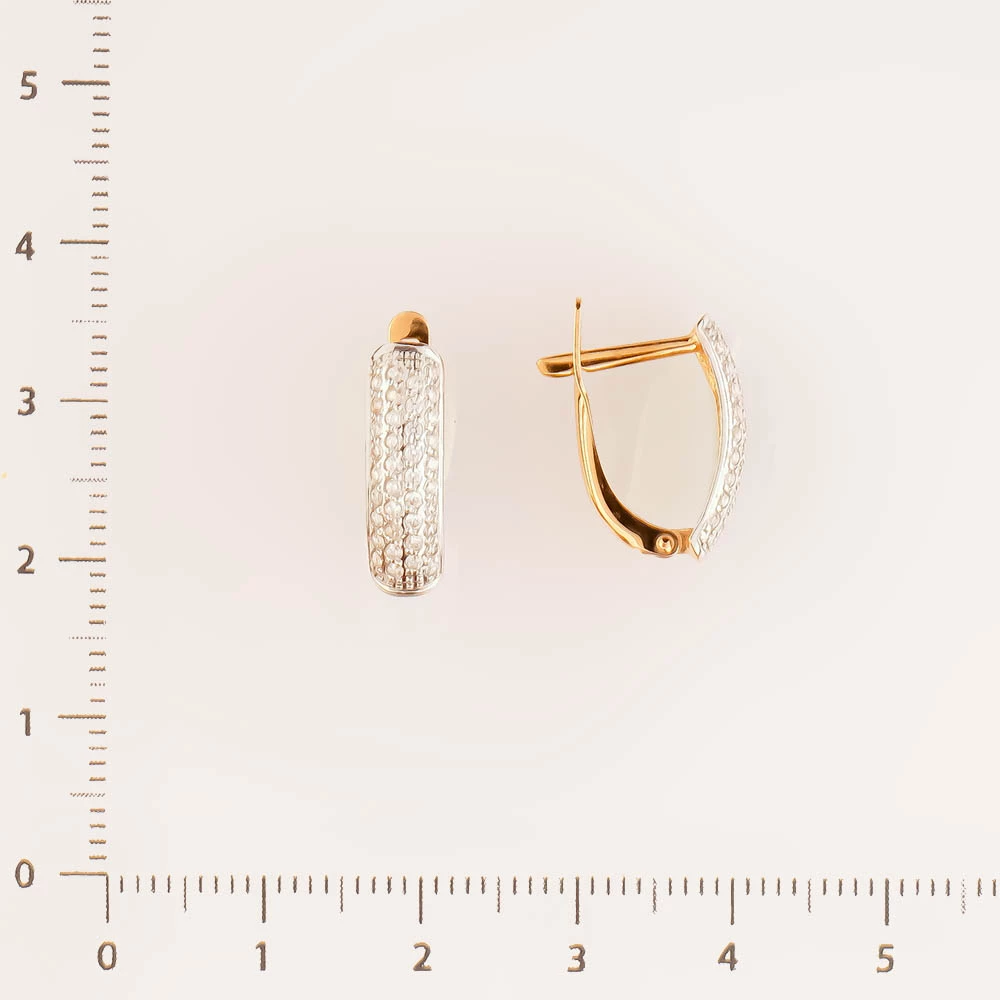 Серьги с фианитом из красного золота 585 пробы