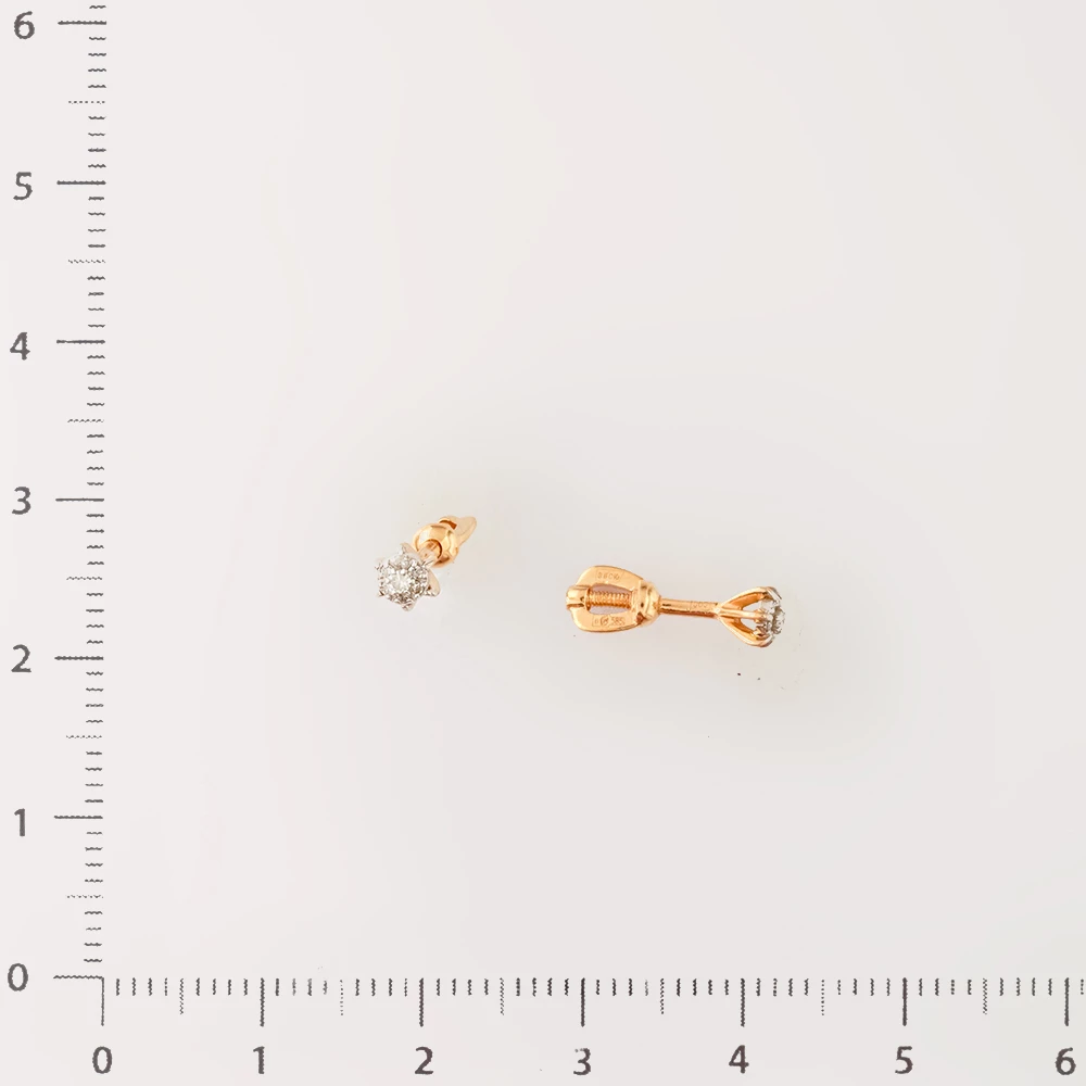 Серьги с бриллиантом из красного золота 585 пробы