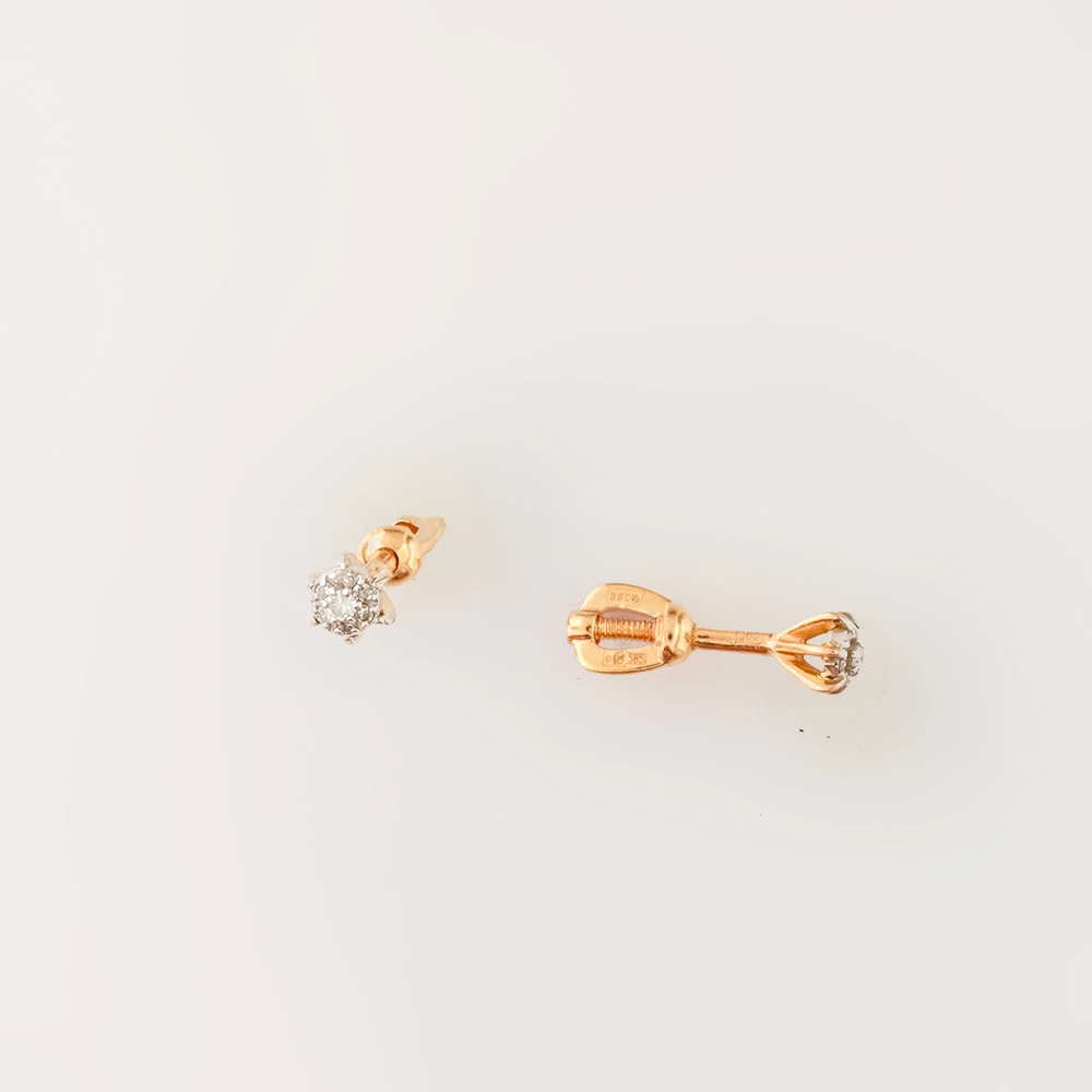 Серьги с бриллиантом из красного золота 585 пробы