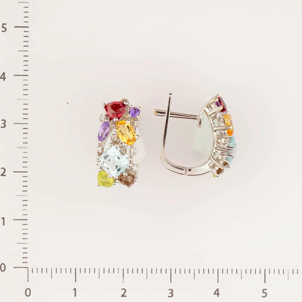 Серьги с топазом из белого золота 585 пробы