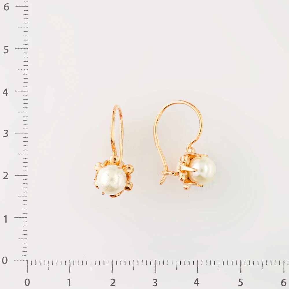 Серьги с культивированным жемчугом из красного золота 583 пробы