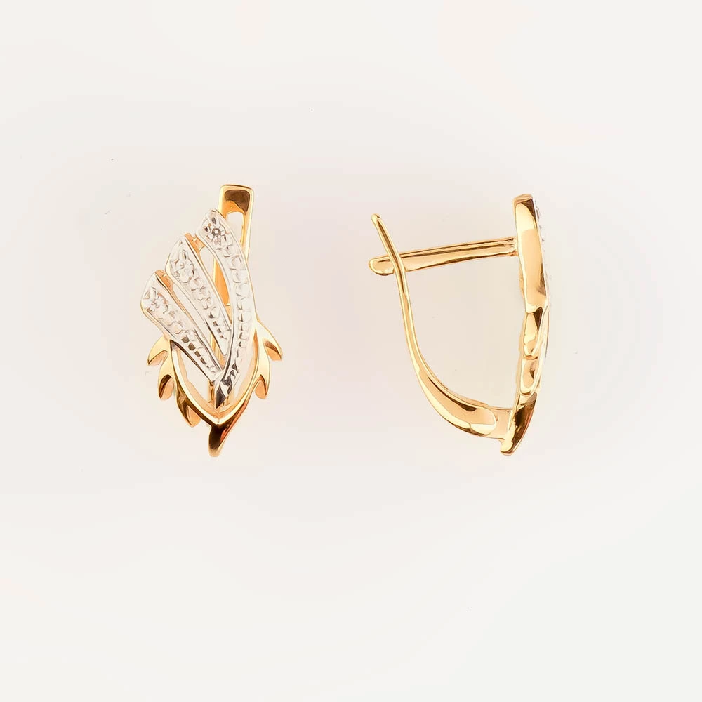 Серьги с фианитом из красного золота 585 пробы