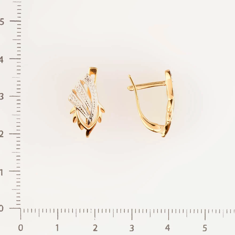 Серьги с фианитом из красного золота 585 пробы