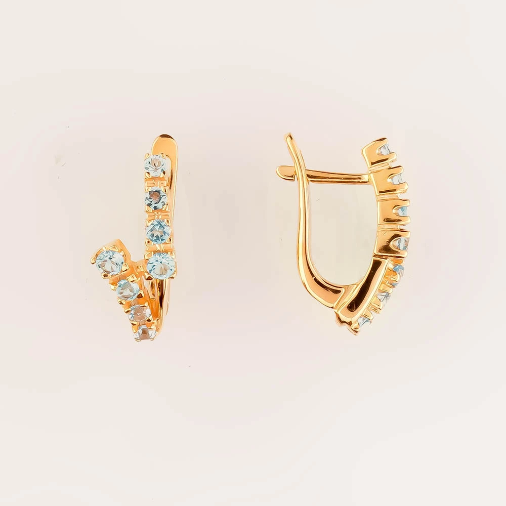 Серьги с топазом из красного золота 585 пробы