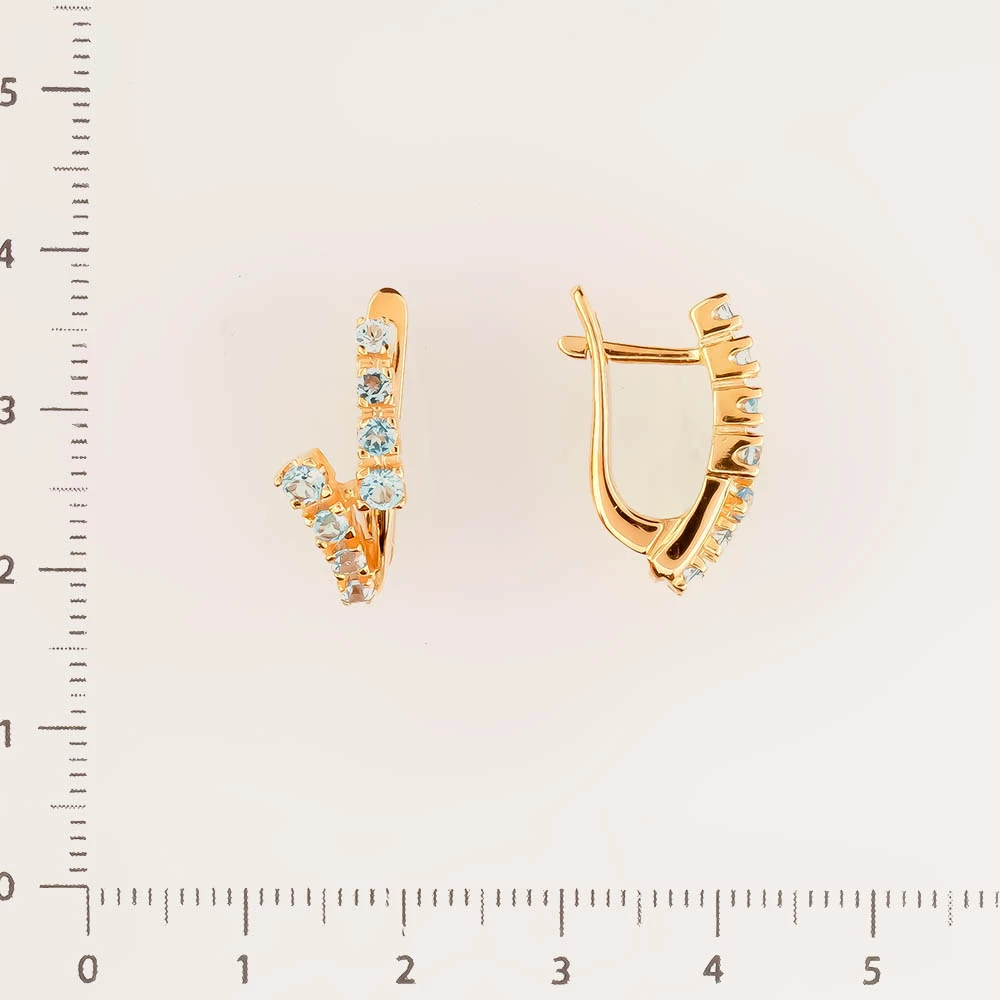 Серьги с топазом из красного золота 585 пробы