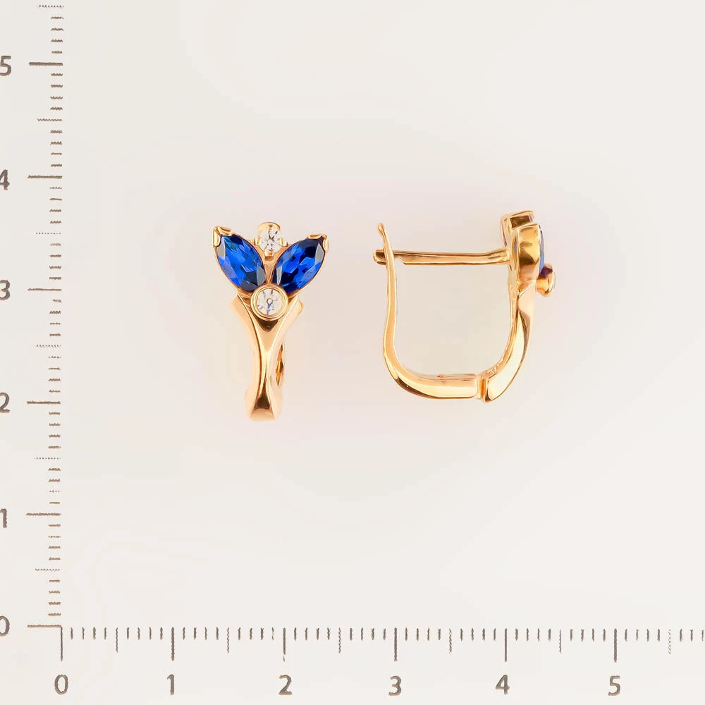 Серьги с фианитом из красного золота 585 пробы